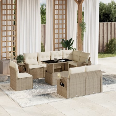 Garden sofa set 9 pieces with beige synthetic rattan cushions by , Garden sets - Ref: Foro24-3268038, Price: 787,42 €, Discou...