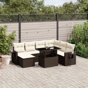 Set of 8-piece garden sofas and brown synthetic rattan cushions by , Garden sets - Ref: Foro24-3268073, Price: 582,98 €, Disc...