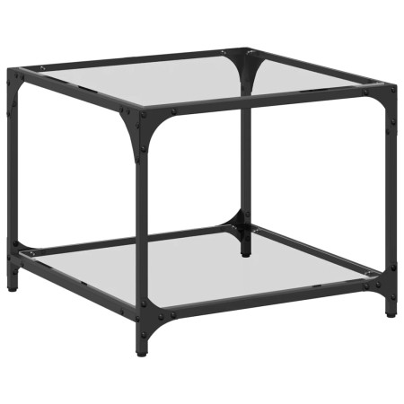 Mesa de centro superficie vidrio transparente acero 50x50x40 cm de , Mesas de centro - Ref: Foro24-845970, Precio: 47,99 €, D...