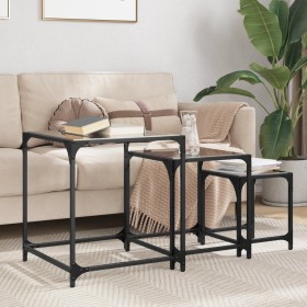 Stackable coffee tables, set of 3, made of steel with black glass top. by , Coffee table - Ref: Foro24-845987, Price: 80,99 €...