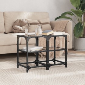 Center tables 2 units steel and black glass top 30x30x45 cm by , Coffee table - Ref: Foro24-846001, Price: 60,05 €, Discount: %