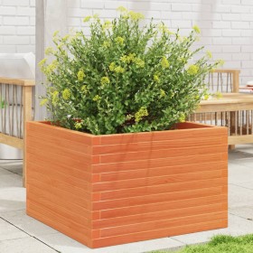 Solid pine wood planter in brown wax 70x70x46 cm by , Pots and planters - Ref: Foro24-3282416, Price: 159,16 €, Discount: %