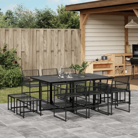 11-piece black synthetic rattan garden dining set by , Garden sets - Ref: Foro24-3295044, Price: 487,99 €, Discount: %