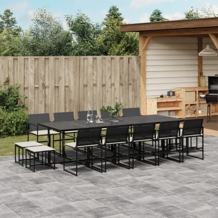 Garden dining set with 15-piece black synthetic rattan cushions. by , Garden sets - Ref: Foro24-3295071, Price: 774,99 €, Dis...