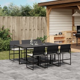 7-piece garden dining set with black synthetic rattan cushions by , Garden sets - Ref: Foro24-3295059, Price: 392,99 €, Disco...