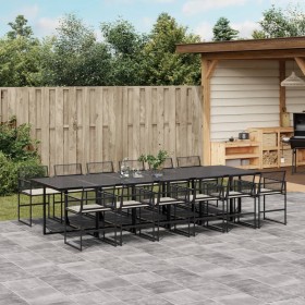 Garten-Essgruppe mit 13-teiligen Kissen aus schwarzem Kunststoff-Rattan. von , Gartensets - Ref: Foro24-3295012, Preis: 860,9...