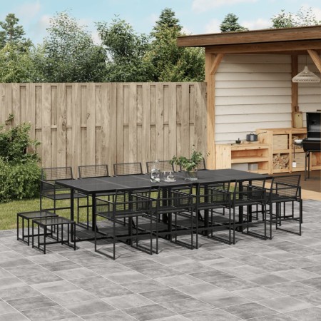 15-teiliges Gartensitzgruppen-Set aus schwarzem Kunststoff-Rattan von , Gartensets - Ref: Foro24-3295046, Preis: 792,99 €, Ra...