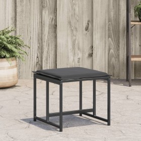 Garden stools with cushions 4 pcs steel and black textilene by , Outdoor ottomans - Ref: Foro24-4008585, Price: 94,99 €, Disc...