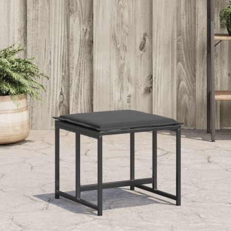 Garden stools with cushions 4 pcs steel and black textilene by , Outdoor ottomans - Ref: Foro24-4008585, Price: 94,73 €, Disc...