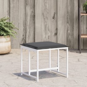 Garden stools with cushions 4 pcs steel and white textilene by , Outdoor ottomans - Ref: Foro24-4008591, Price: 83,87 €, Disc...