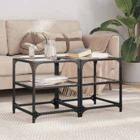 Mesa de centro superficie de vidrio 2 uds acero 40x40x45 cm de , Mesas de centro - Ref: Foro24-846003, Precio: 68,24 €, Descu...