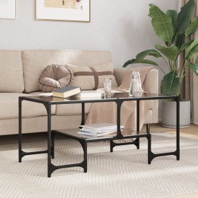 Schwarzer Couchtisch mit Glasoberfläche und Stahlgestell, 98,5x50x45 cm. von , Couchtisch - Ref: Foro24-846015, Preis: 73,99 ...