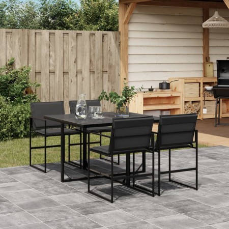 5-piece garden dining set with black textilene cushions by , Garden sets - Ref: Foro24-3295073, Price: 252,99 €, Discount: %