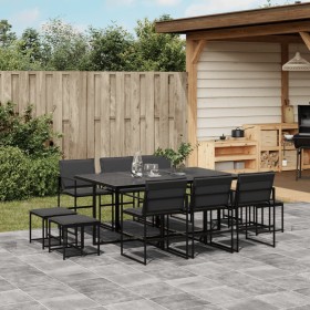 11-piece garden dining set with black textilene cushions by , Garden sets - Ref: Foro24-3295084, Price: 468,99 €, Discount: %