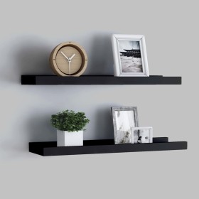 Shelf for photo frames 2 pcs black MDF 40x9x3 cm by vidaXL, Shelves and shelves - Ref: Foro24-323931, Price: 23,84 €, Discoun...