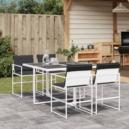 5-piece garden dining set with white textilene cushions by , Garden sets - Ref: Foro24-3295103, Price: 252,76 €, Discount: %