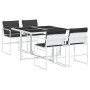 5-piece garden dining set with white textilene cushions by , Garden sets - Ref: Foro24-3295103, Price: 252,76 €, Discount: %