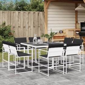 9-piece garden dining set with white textilene cushions by , Garden sets - Ref: Foro24-3295108, Price: 403,99 €, Discount: %