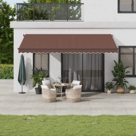 Automatic retractable awning with LED lights brown 500x300 cm by , Awnings - Ref: Foro24-3310219, Price: 606,04 €, Discount: %