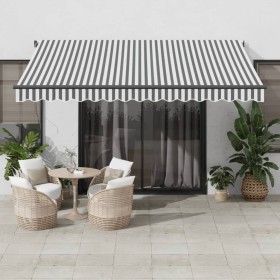 Manual retractable awning with LED light in anthracite and white 400x300cm. by , Awnings - Ref: Foro24-3310231, Price: 373,04...