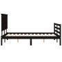 Double bed frame with black solid wood headboard by vidaXL, Beds and slatted bases - Ref: Foro24-3195200, Price: 190,79 €, Di...