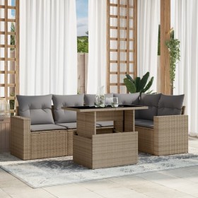 Gartensofa-Set mit 6-teiligen Kissen aus synthetischem Rattan in Beige. von , Gartensets - Ref: Foro24-3267259, Preis: 451,62...