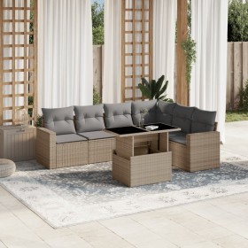 Set of 7-piece garden sofas and beige synthetic rattan cushions by , Garden sets - Ref: Foro24-3267299, Price: 546,19 €, Disc...