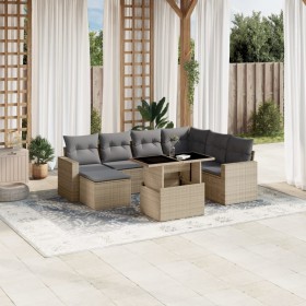 Gartensofa-Set und Kissen, 8-teilig, aus synthetischem Rattan in Beige. von , Gartensets - Ref: Foro24-3267439, Preis: 570,81...