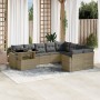 Garden sofa set with beige cushions, 10 pieces, synthetic rattan by , Garden sets - Ref: Foro24-3267509, Price: 695,47 €, Dis...