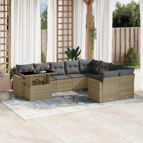 Gartensofa-Set mit 10-teiligen beigen Kissen aus synthetischem Rattan. von , Gartensets - Ref: Foro24-3267509, Preis: 699,13 ...