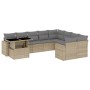 Gartensofa-Set mit 10-teiligen beigen Kissen aus synthetischem Rattan. von , Gartensets - Ref: Foro24-3267509, Preis: 695,47 ...