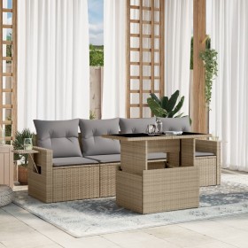 Garden sofa set with 5-piece synthetic rattan beige cushions by , Garden sets - Ref: Foro24-3267729, Price: 378,26 €, Discoun...