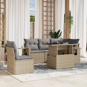 Garden sofa set with 6-piece synthetic rattan beige cushions by , Garden sets - Ref: Foro24-3267909, Price: 476,33 €, Discoun...