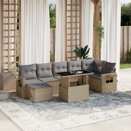 Garden sofa set with 8 pieces of synthetic beige rattan and cushions. by , Garden sets - Ref: Foro24-3268059, Price: 601,15 €...