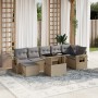 Garden sofa set with 8 pieces of synthetic beige rattan and cushions. by , Garden sets - Ref: Foro24-3268059, Price: 578,13 €...