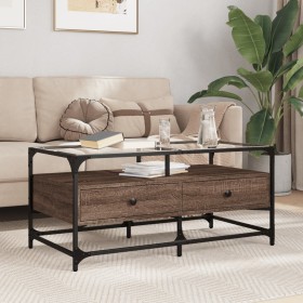 Center table with brown oak glass doors 68.5x50x50 cm by , Coffee table - Ref: Foro24-846048, Price: 112,99 €, Discount: %