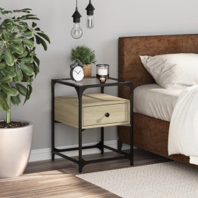 Engineered wood nightstand in Sonoma oak, 40x40x55 cm. by , Nightstands - Ref: Foro24-846076, Price: 59,48 €, Discount: %