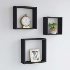 Cube wall shelves 3 units black MDF by vidaXL, Shelves and shelves - Ref: Foro24-323950, Price: 29,56 €, Discount: %