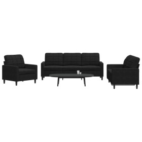 3-piece black velvet sofa set with cushions by , Sofas - Ref: Foro24-3278356, Price: 611,99 €, Discount: %