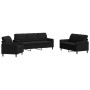 Schwarzes Samt-Sofaset mit 3 Kissenstücken. von , Sofas - Ref: Foro24-3278356, Preis: 790,59 €, Rabatt: %