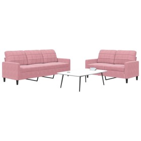 Set of sofas with 2 pink velvet cushions by , Sofas - Ref: Foro24-3278394, Price: 490,47 €, Discount: %