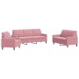 3-piece velvet pink sofa set with cushions by , Sofas - Ref: Foro24-3278354, Price: 640,24 €, Discount: %