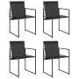 Garden chairs with cushions, 4 units, black steel and textilene. by , Garden chairs - Ref: Foro24-4008593, Price: 112,11 €, D...