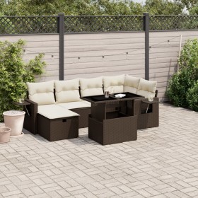 7-piece garden sofa set with brown PE rattan cushions by , Garden sets - Ref: Foro24-3274983, Price: 509,99 €, Discount: %