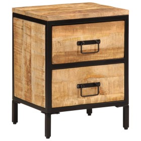 Mesita de noche 2 cajones madera maciza mango rugosa 40x35x53cm de , Mesitas de noche - Ref: Foro24-358504, Precio: 101,99 €,...