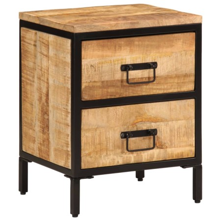 Solid mango wood rough bedside table with 2 drawers 40x35x53cm by , Nightstands - Ref: Foro24-358504, Price: 102,43 €, Discou...