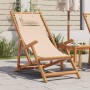 Silla de playa plegable madera maciza de eucalipto y tela beige de , Sillas de jardín - Ref: Foro24-366560, Precio: 67,92 €, ...