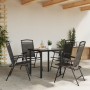 Folding garden chairs 4 pcs steel and gray melange textilene by , Garden chairs - Ref: Foro24-3157293, Price: 186,12 €, Disco...