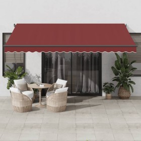 Manual retractable awning with LED lights burgundy 450x300 cm by , Awnings - Ref: Foro24-3215338, Price: 397,87 €, Discount: %