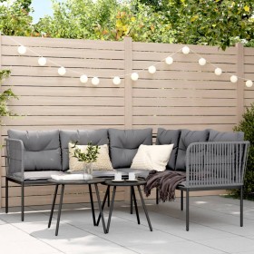 L-shaped garden sofa with black steel and textilene cushions by , Outdoor sofas - Ref: Foro24-4008111, Price: 295,83 €, Disco...